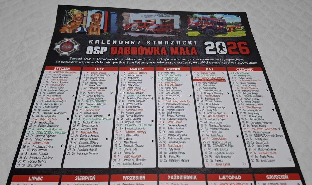 Kalendarz Strażacki OSP Dąbrówka Mała 2026, 30x42cm (Kolekcje. Plakaty
