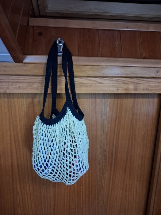 Saco de renda em croché de algodão totalmente feito à mão