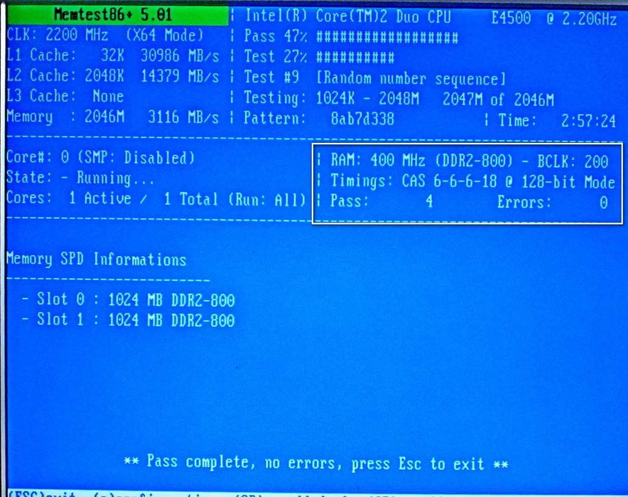 Комплект RCmemory  две планки памяти по 1 Gb DDR2 PC2-6400 800 Mgz