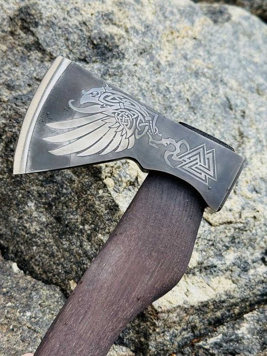 Сокира ручної роботи Шуліка сталь 65г TR49 Топор с узором на подарок
