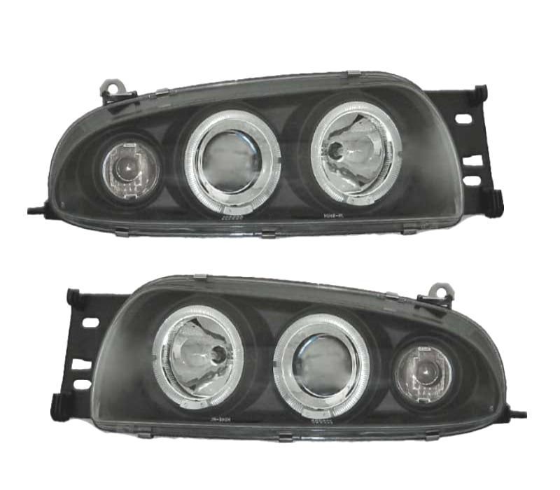 FARÓIS FORD FIESTA 95-99 ANGEL EYES FUNDO PRETO