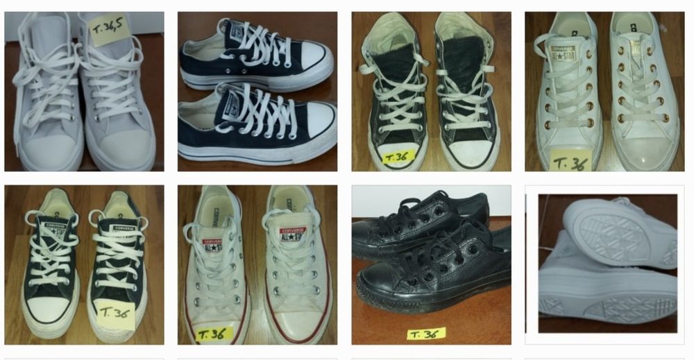 Converse pretas, brancas, azul claro tecido ou pele tamanho 36/ 36,5