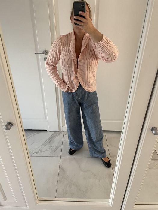 Sweter Chaps by Ralph Lauren kardigan brokatowy