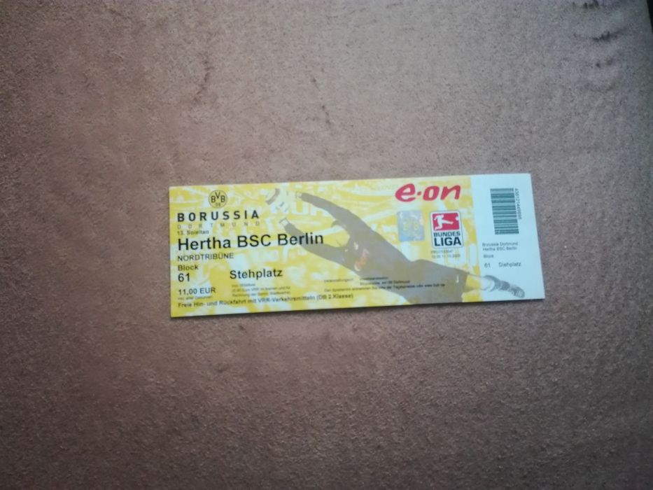Stary bilet Borussia Dortmund Hertha Berlin 2005 zużyty kolekcjonerski