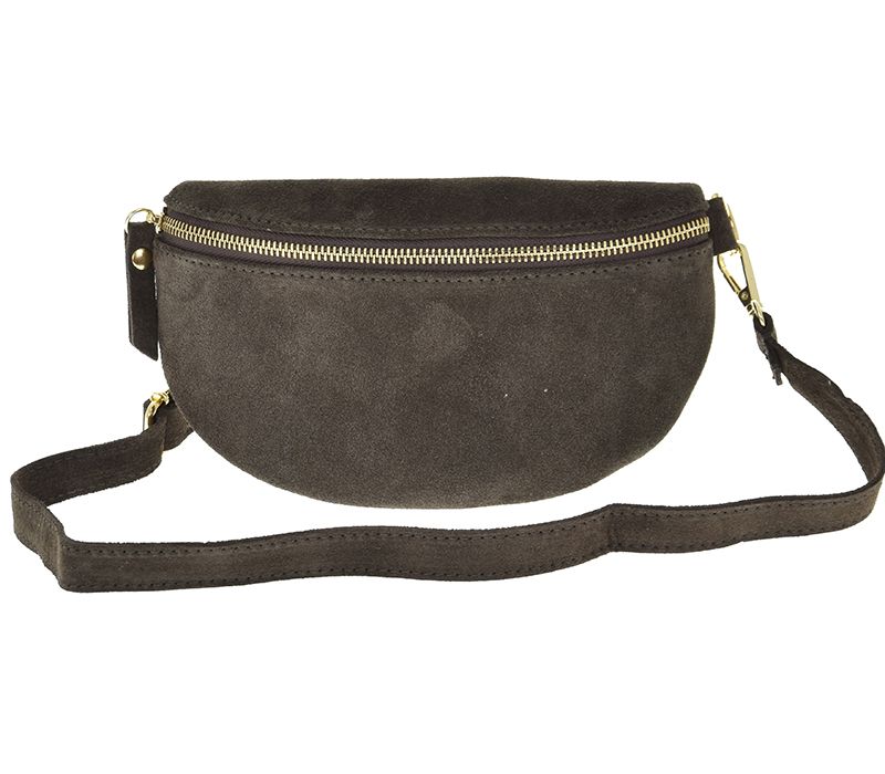 Torebka nerka saszetka brąz czekolada  LAURA BIAGGI skóra zamsz