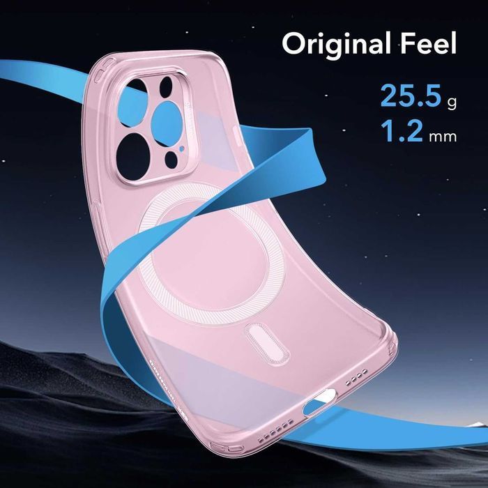 ESR Halolock etui magsafe do iPhone 13 Pro MAX pancerne pół mat różowe