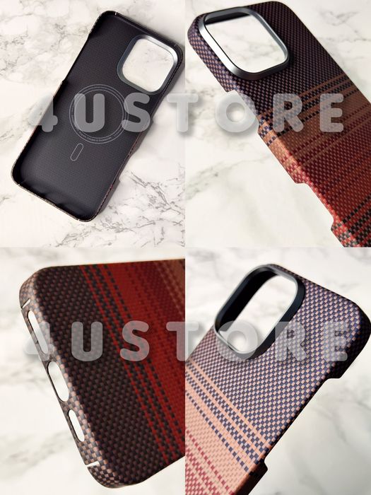 Чехол карбоновый Carbon Magsafe на iPhone 16 Pro Max арамид кевлар