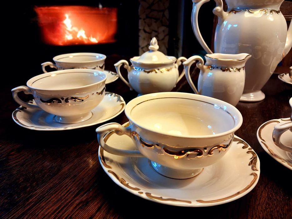 Unikat stan idealny ! serwis kawowy porcelana Tułowice 6 osób antyk !