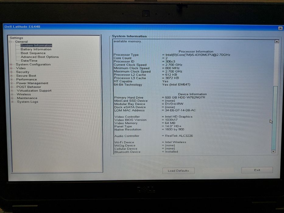 Ноутбук Dell Latitude E6440 i5-4310M,(1600x900)2,7GHz 8Gb DDR3,500hdd