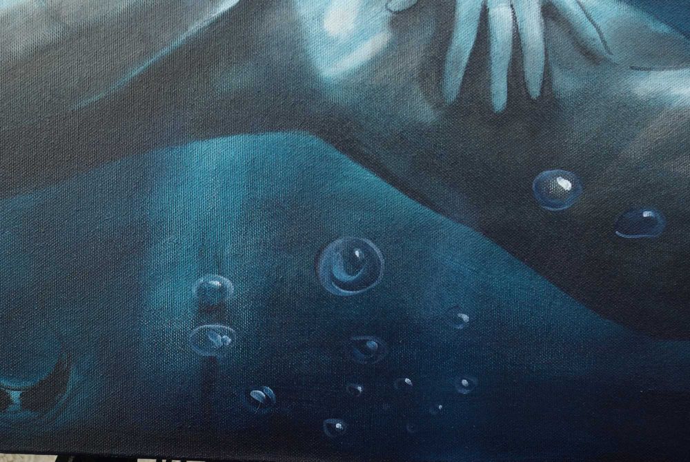 Nu feminino, acrílico sobre tela. Obra original de Carlos Marques