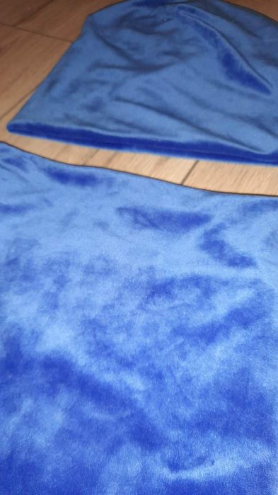 Zestaw welurowy czapka +komin