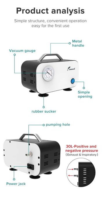 JOANLAB Mini Bomba de Vácuo de Diafragma VP-15S