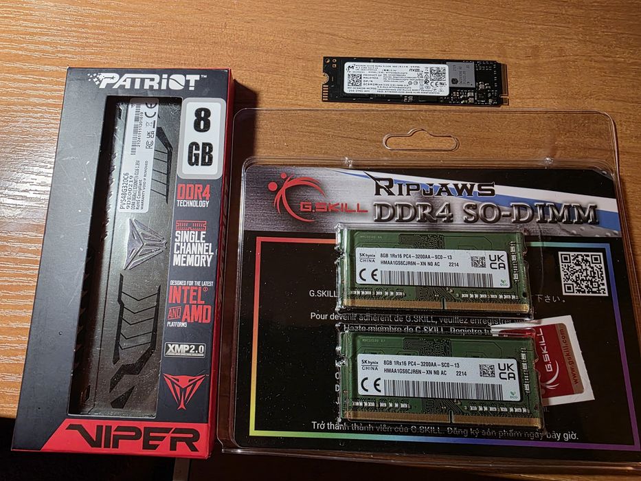 Оперативна пам'ять DDR4 та SO-DIMM DDR4, SSD NVME, процесори: 1 400 грн ...