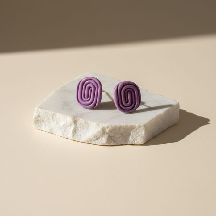 Kolczyki handmade z gliny polimerowej w kolorze fioletowym