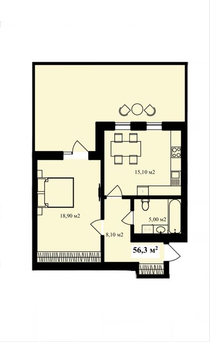 Продається 1-кімнатна квартира на етапі будівництва з терасою
