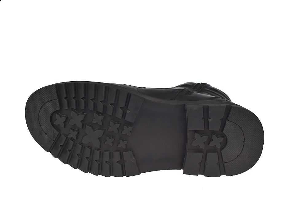 Skórzane trapery męskie trzewiki zimowe CY136 czarne ocieplane roz. 41