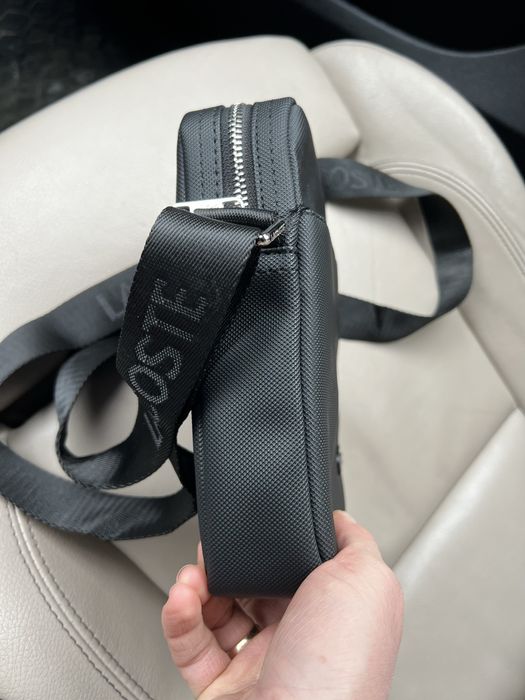 Чоловіча сумка Lacoste чорна через плече | стильна месенджер | нова