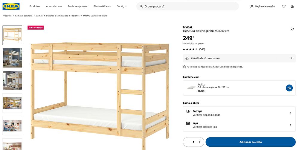 Ikea MYDAL bunk bed / beliche x2 NOVO + mattresses / colchāo available