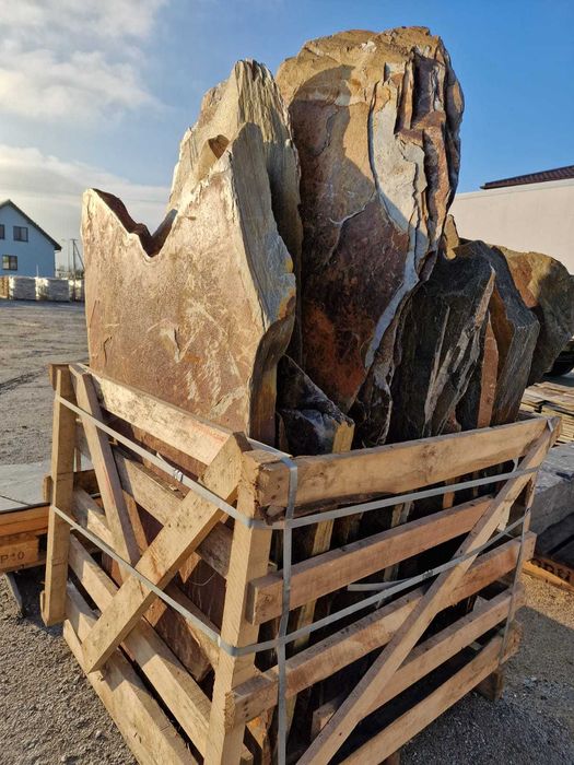 Łupek brązowy kamień wielokolorowy rudy duży gigant płyta ogrodowa