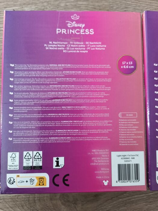 2x lampka nocna 2x projektor Disney Princess  dziecięce dziewczęce