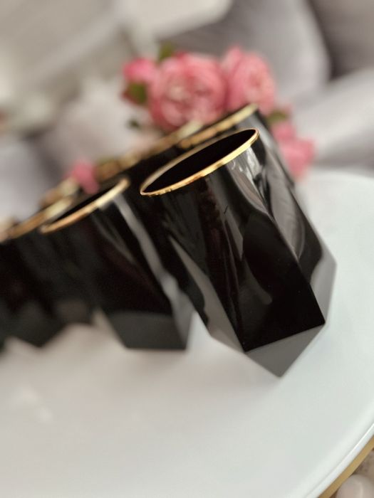 Home and you geimetryczne szklanki czarno zlote 10 szt