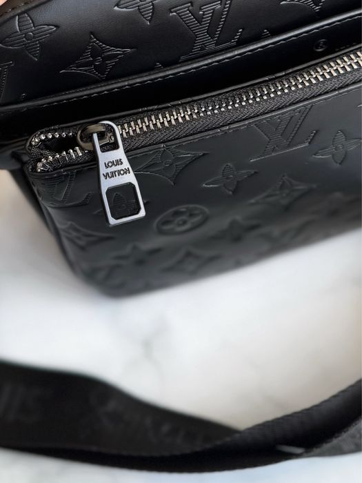 Мужская сумка черная луи витон трио Louis Vuitton Trio кожаная lv