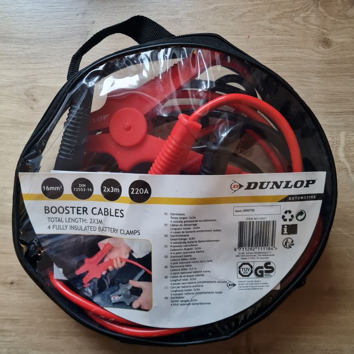 Dunlop kable przewody rozruchowe booster prostownik 2x3 m 220A
