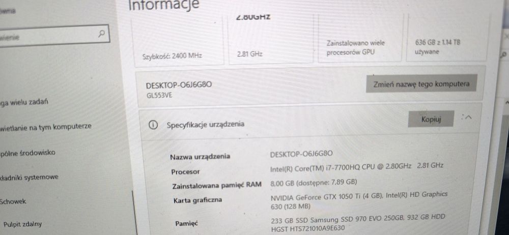 Laptop Asus rog strix gl553ve