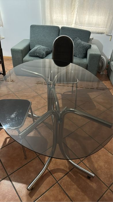 mesa de vidro oval