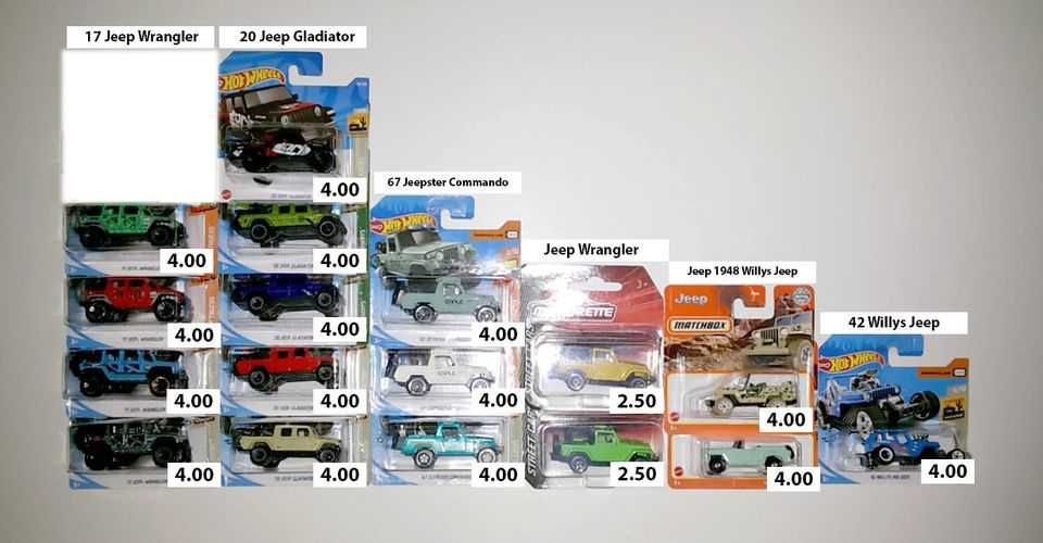 Jeep - Carros 4x4 das Marcas Hot Wheels , Majorette , Matchbox .