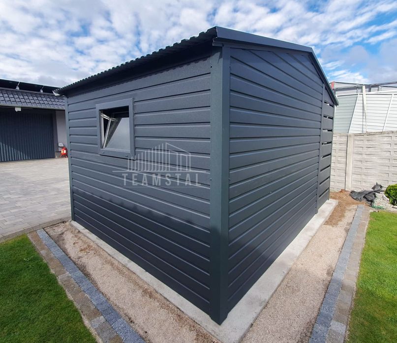 Schowek Domek Ogrodowy 2,5x2,5m + Wiata 0,9x2,5m Okno Drzwi  TS711