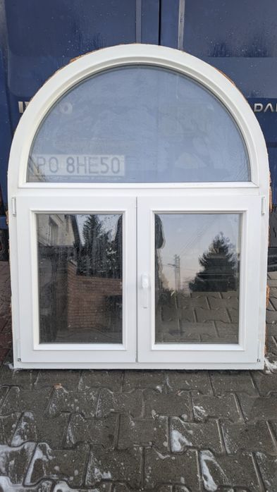 KR HAUS okno 118x145 białe używane łukowe okna drzwi POZNAŃ