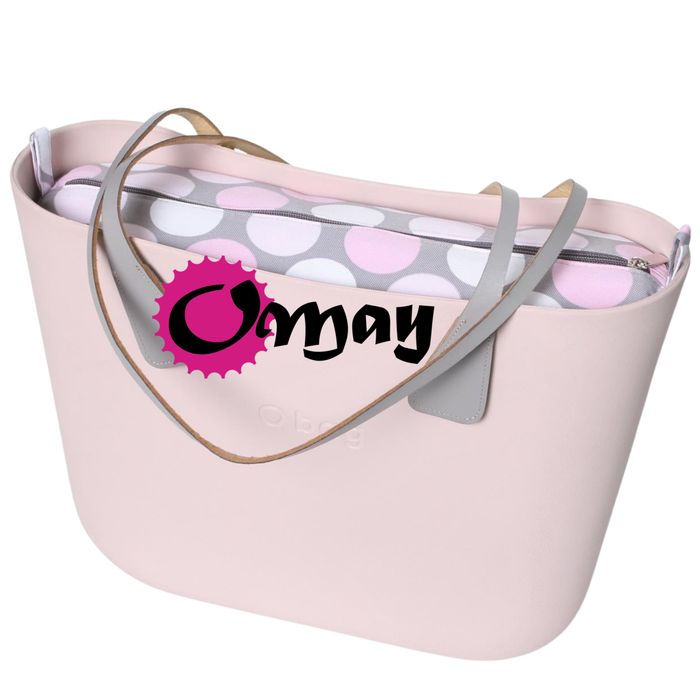 Szary organizer do OBAG MINI grochy różowe szary 2kieszenie wkład OMAY