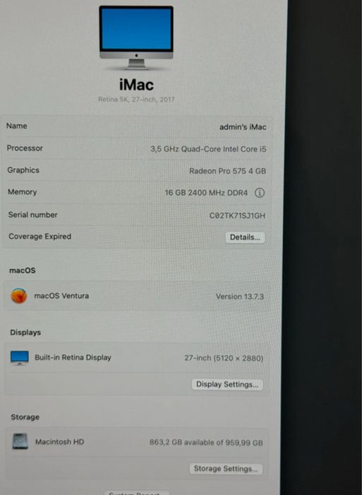 Como novo ! iMac 27.0" ecrã retina 16GB RAM disco 1 TB (com garantia)