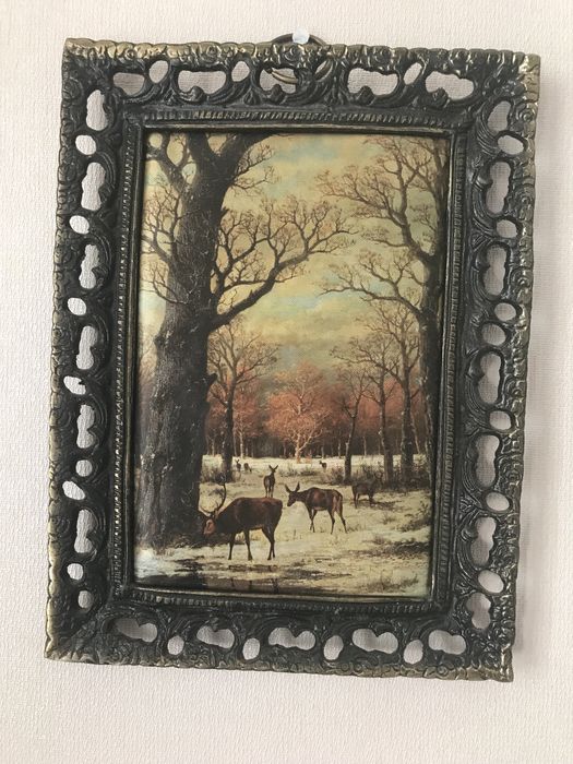 Шелкография в бронзовой рамке