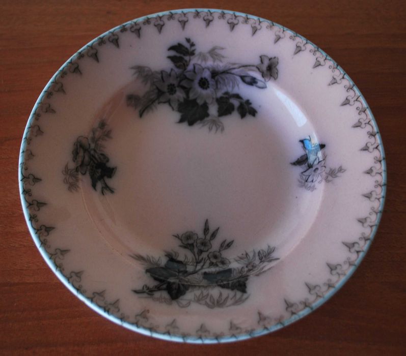 Antique Plate Flore Sarreguemines French Faience