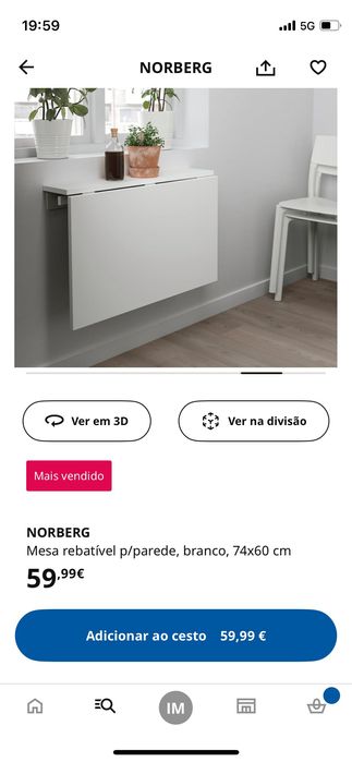 Mesa rebativel para parede - IKEA - NORBERG NOVA EM CAIXA