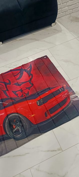 Flaga baner Dodge Challenger SRT Red Hello Cat 90x150
