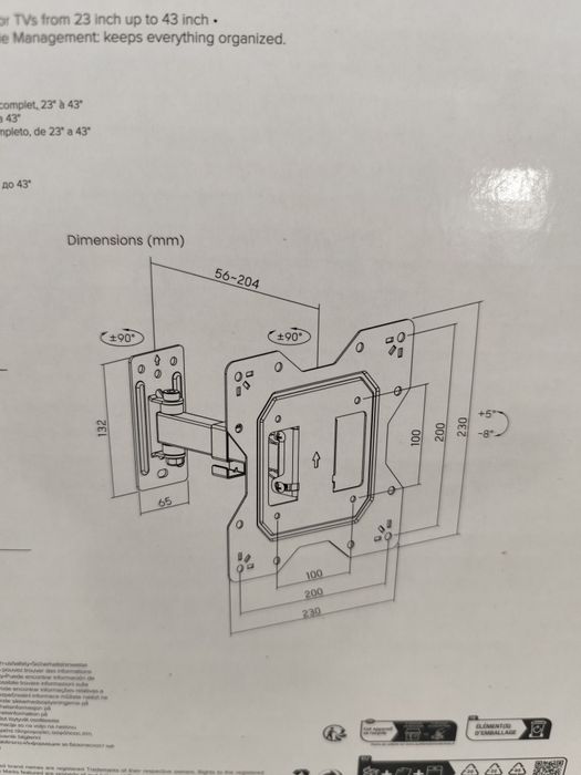 Suporte TV de braço 23/43 polegadas novo