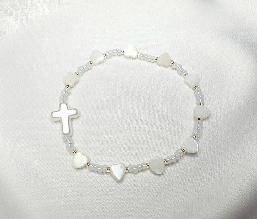 Bransoletka różaniec z masy perlowej