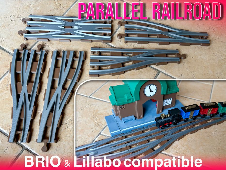 Conjunto carris paralelos e cruzamento para Brio