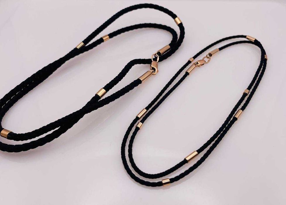 Нові шнурки з золотими вставками вага 2,1 грам арт.7, вага 1,32 арт.85