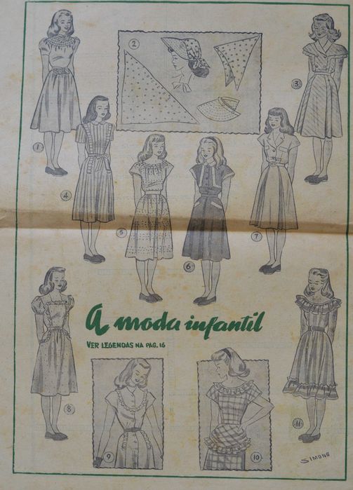 Jornal O SÉCULO - Suplemento antigo Modas e Bordados - moda estilismo
