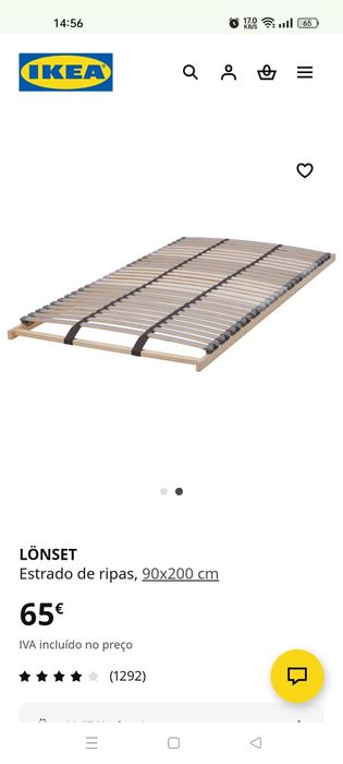 Cama solteiro IKEA HEMNES Estrutura de cama, velatura branca, 90x200cm