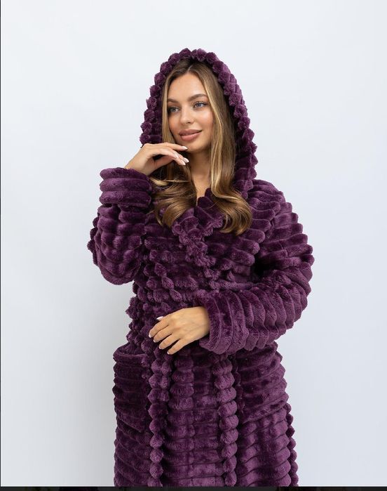 Женский махровый халат на запах с капюшоном разные цвета  S - 6XL