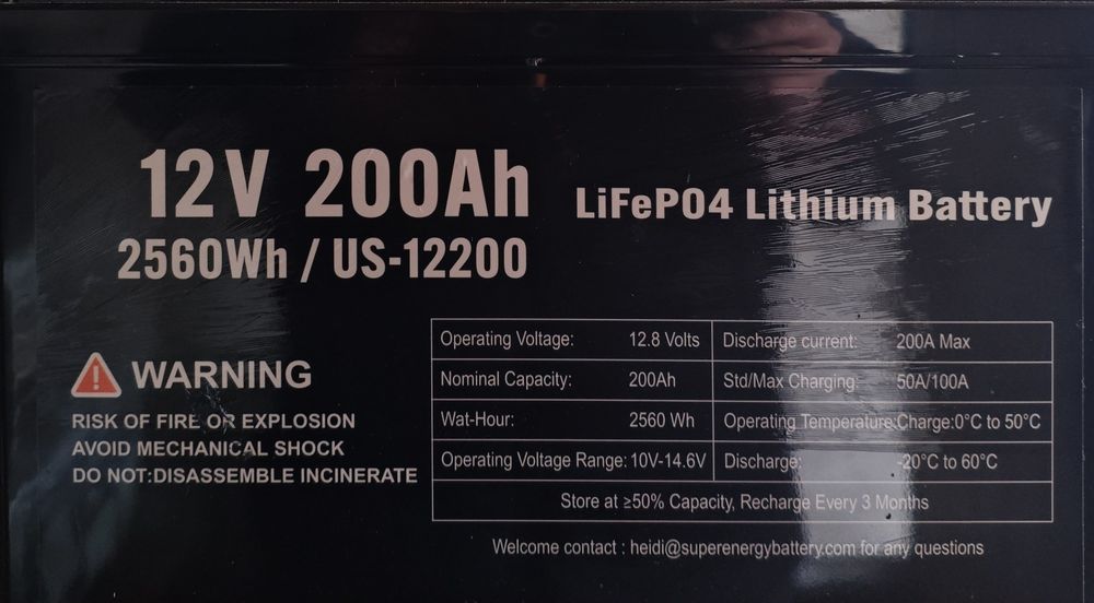 Акумулятор lifepo4 12 V 200 Ач 2560 Вт