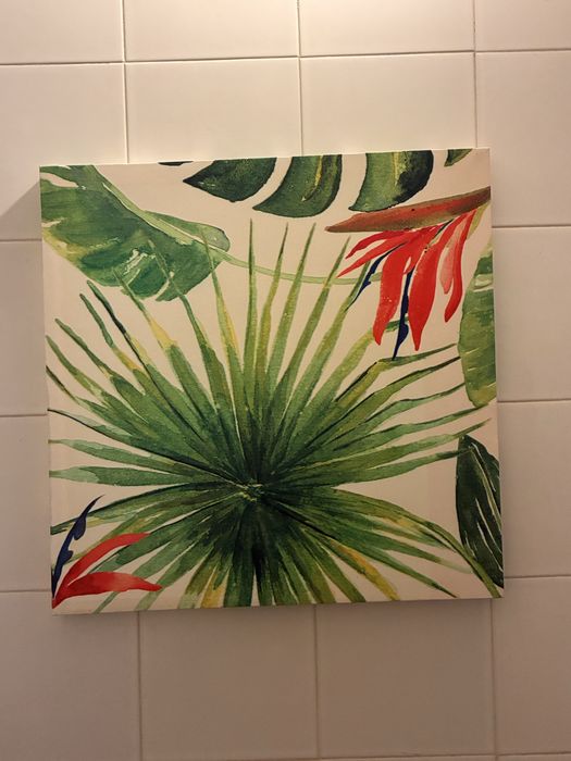 Quadro Decorativo Tropical – Estilo Aguarela (Folhagens e Flores)