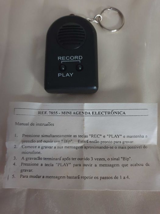 Gravador de voz em forma de Porta-chaves com instruções incluídas