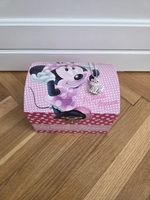Szkatułka z Pozytywką Myszka Minnie Disney Kuferek na Biżuterię + Naszyjnik