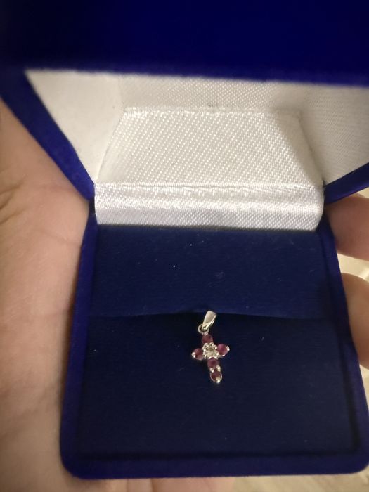 Крестик серебро с рубинами